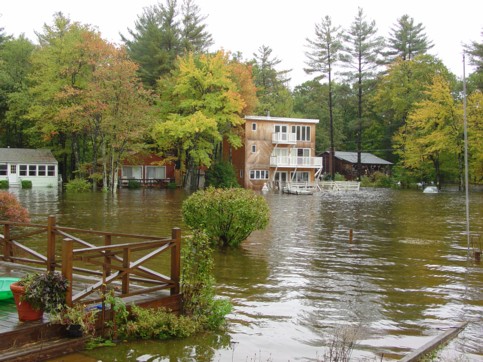 Flooded houses at the Connecticut end of the lake