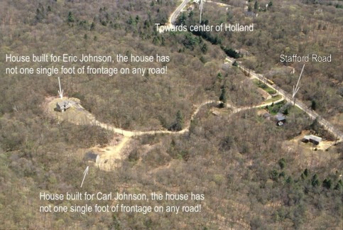 Aerial view of the two illegal dwellings built on the land Mr. Grinch/Johnson conveyed to his mother in law 19 years ago!